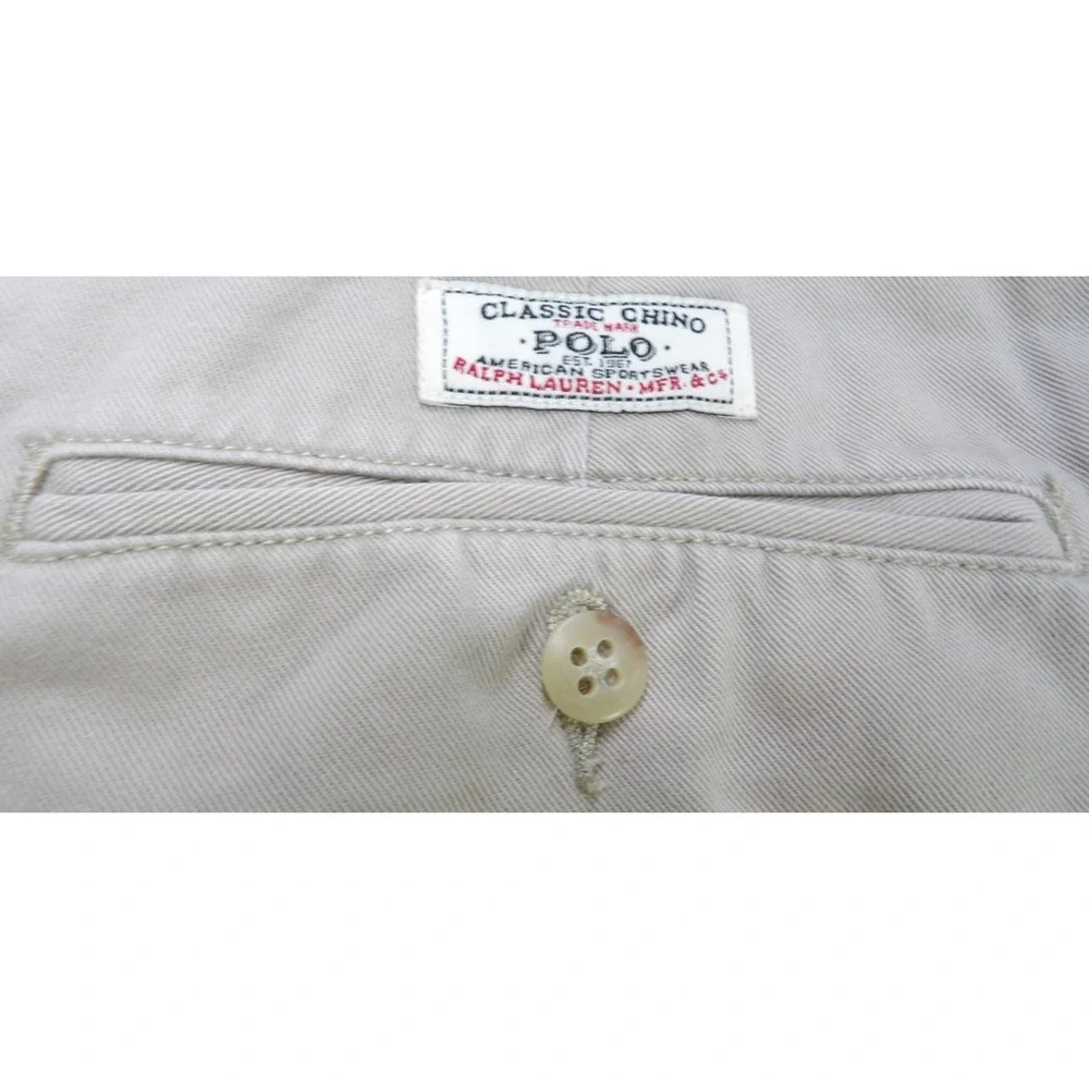 VTG Polo Ralph Lauren Tyler Shorts Men 38in Tan Classic Chino Pleated Cotton 90s